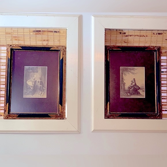 VTG [2pc set] MidCentury Home Decor Antique Framed Matted BW Print,James Hayllar - Picture 2 of 16